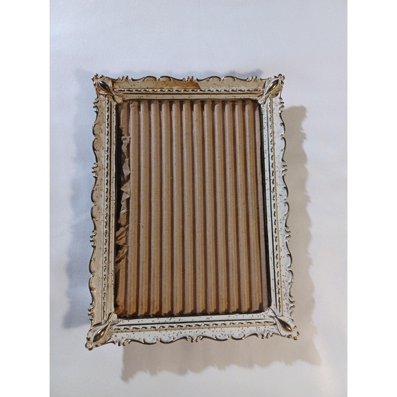 Natura Bisse Other - White Metal Picture Frame 5x7 Ornate Baroque Vintage Photo Tabletop Easel Back